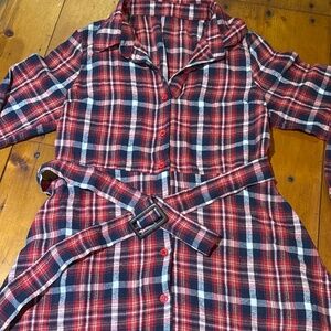Autumn Plaid Shirt Dress Size M